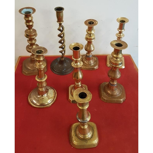 13 - Collection of Brass Candlesticks