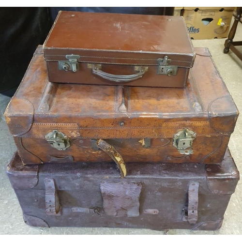 31 - Three Vintage Leather Suitcases