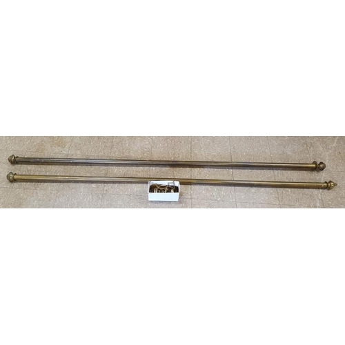 34 - Two Brass Curtain Poles and Fittings - 88ins long