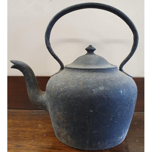 92 - Large and Heavy Victorian Cast Iron Kettle