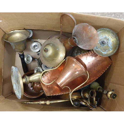 124 - Large Box of Brass and Copper Wares