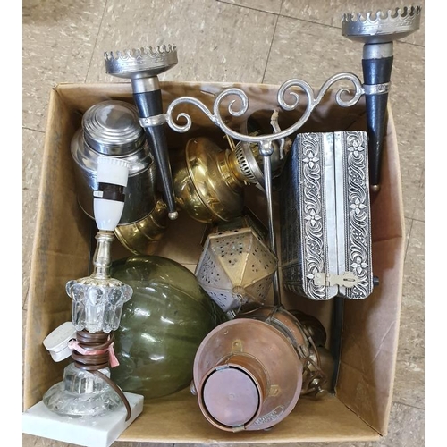 132 - Box of Brass Wares, Silver Plate and Glass Wares
