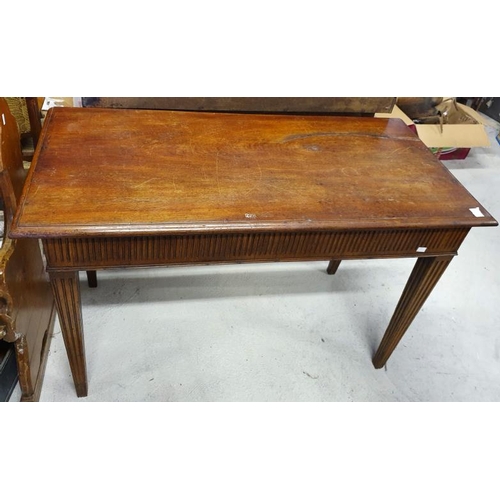 119 - Georgian Style Mahogany Side Table with square reeded legs, c.48in wide
