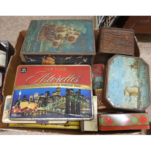 196 - Box Lot of Vintage Shop Tins