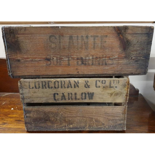 213 - Corcoran & Co Ltd, Carlow and Slainte Soft Drinks Wooden Bottle Crates