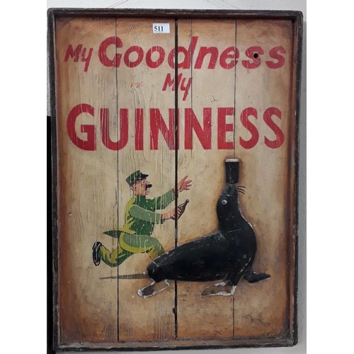 236 - 'My Goodness My Guinness' Wooden Advertising Sign - 23 x 31ins