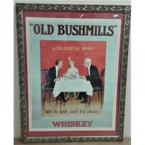 252 - Old Bushmills Whiskey Framed Poster - c. 21 x 27ins