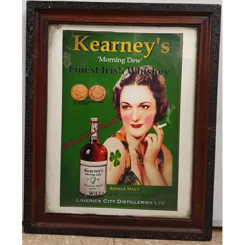 256 - Kearneys Whiskey Framed Advert - 17.5 x 21.5ins