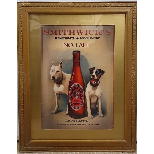 258 - Smithwicks Framed Advert - 18.5 x 23.5ins