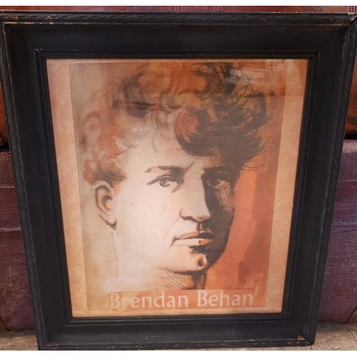 238 - Framed Print of Brendan Behan, c.15.5 x 17.5in