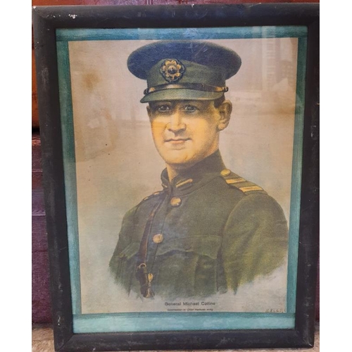 239 - Framed Print of General Michael Collins, c.13 x 17.5in