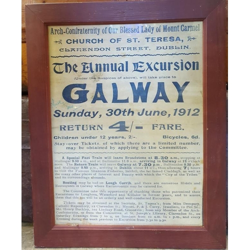 254 - Copy of a Poster for the Annual Excursion to Galway in 1912, c.14 x 18.5in