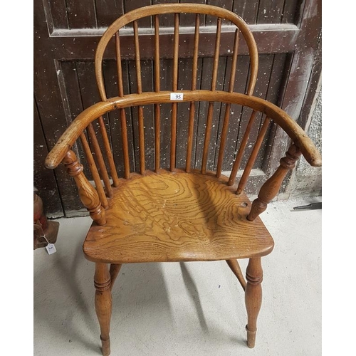 95 - Victorian Oak Hoop Back Elbow Chair