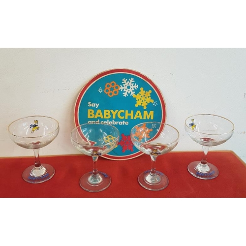 319 - Set of Four Babycham Glasses and matching coaster