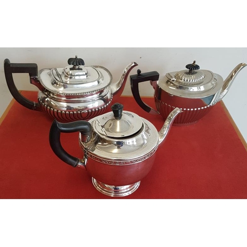 323 - 3 Various Silver Plated Tea Pots in good condition