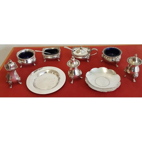 335 - Set of Table Cruets with Cobalt Liners + Pin Trays