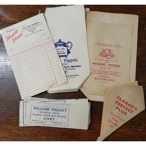362 - Collection of Vintage Un-Used Tea/Grocery Bags - William Piggott, Gort, Michael Rogers, Ballyhaunis ... 
