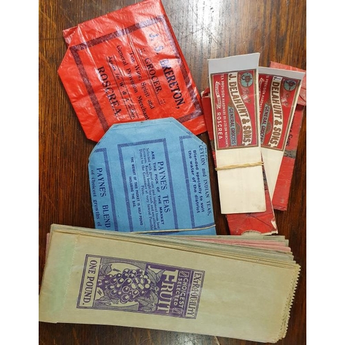 363 - Collection of Vintage Un-Used Tea/Grocery Bags - J S Brerton, Roscrea, J Delahunt, Roscrea, Payne's ... 