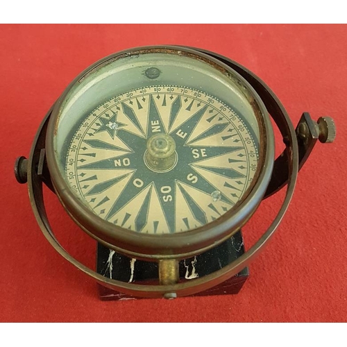 369 - Vintage Boating Compass on a Marble Base