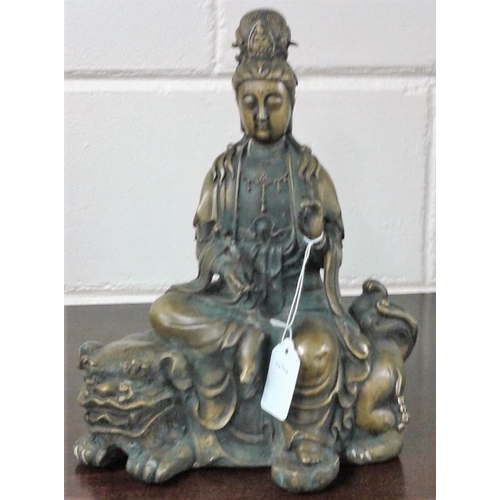 385 - Bronze Figure of a Lady or Buddha - 12ins high