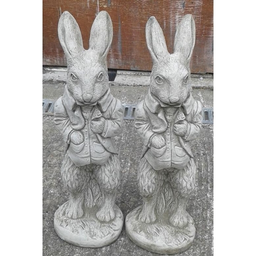418 - Pair of Composite Stone Rabbits - 21ins tall