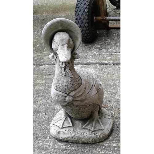419 - Composite Stone Figure of a Duck with Bonnet - 16.5ins tall