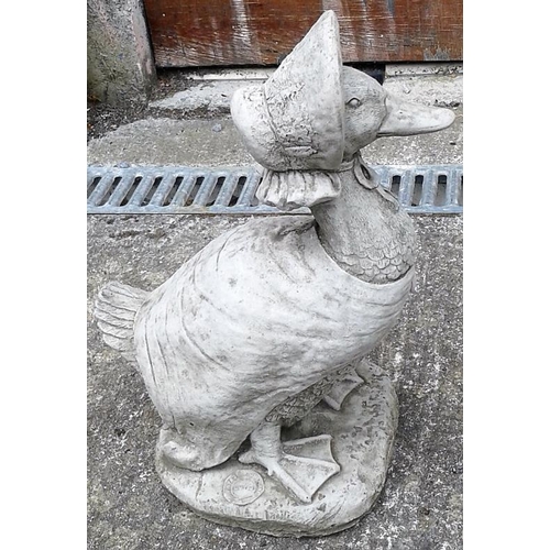 419 - Composite Stone Figure of a Duck with Bonnet - 16.5ins tall