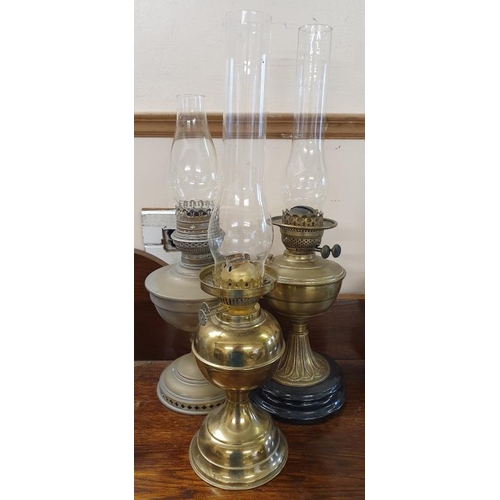 435 - Three Vintage Brass Oil Lamps