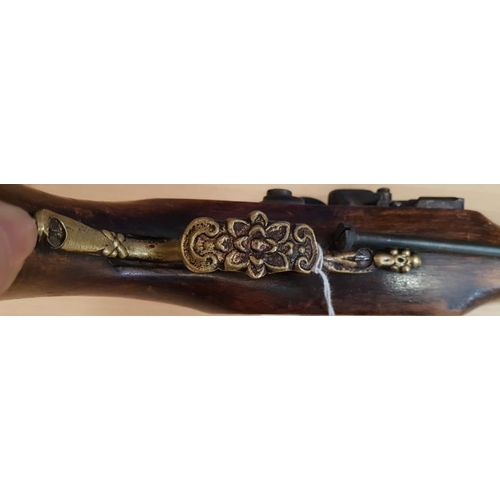 452 - Good Quality Mahogany Percussion Pistol with Serial No and Inscriptions on Barrel - c. 14ins in leng... 