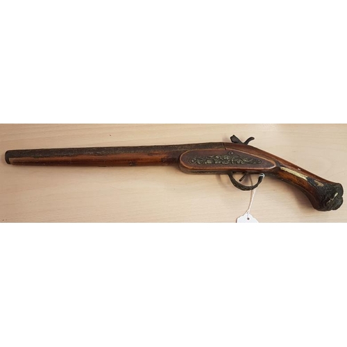 453 - Long Barrelled Percussion Pistol with Brass Mounts