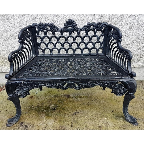 459 - Georgian Style Heavy Cast Iron Garden Seat, c.4ft wide