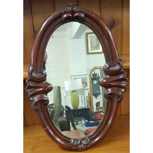 466 - Small Victorian Mahogany Oval Frame Wall Mirror - 123 x 17ins