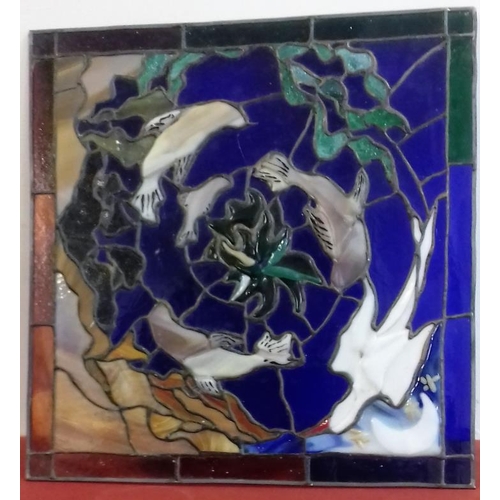 474 - Leaded Glass Panel - 17 x 17.5ins