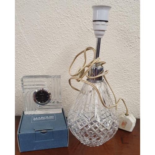 484 - Waterford Crystal Table Lamp and a mantle clock (2)
