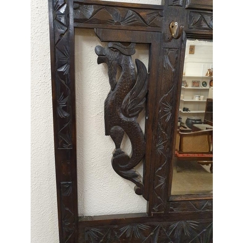 513 - Impressive and Large Carved Oak Hallstand in the Gothic style - 41 x 77ins