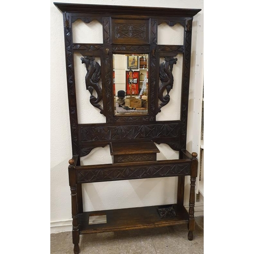 513 - Impressive and Large Carved Oak Hallstand in the Gothic style - 41 x 77ins
