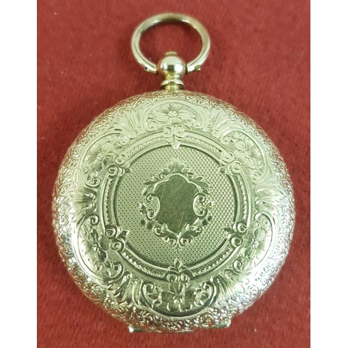 538 - 14ct Gold Case Pocket Watch with profusely engraved Back Plate