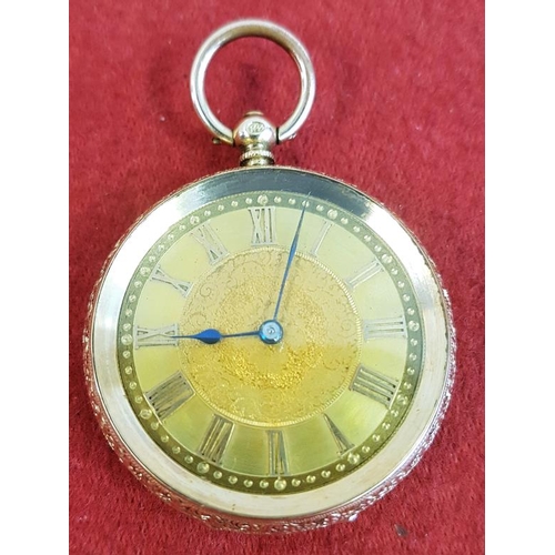 538 - 14ct Gold Case Pocket Watch with profusely engraved Back Plate
