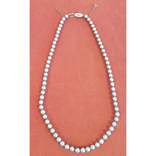 541 - Pearl Necklace with Clasp and Safety Chain (maker's mark on clasp)