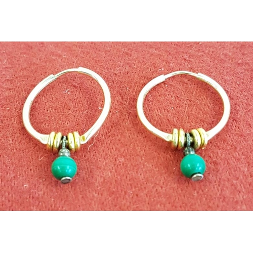 544 - 9ct Gold and Malachite Earrings