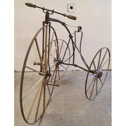 552 - c.1850's Antique Lady's Tricycle with iron rims and wooden spokes