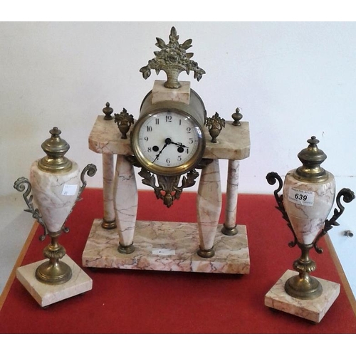 565 - Edwardian Mantle Clock Garniture