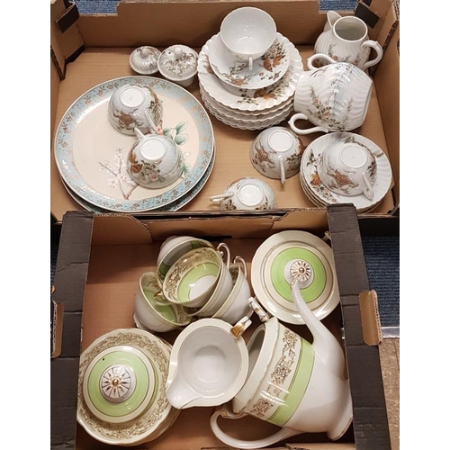 607 - Green Noritake Teaset, Part Handpainted Teaset and a Pair of Oriental Cabinet Plates