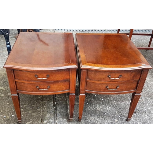 610 - Pair of Low Mahogany Two-Drawer Side Tables - c. 13.5 x 17.5 x 13ins