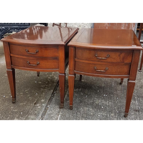 610 - Pair of Low Mahogany Two-Drawer Side Tables - c. 13.5 x 17.5 x 13ins