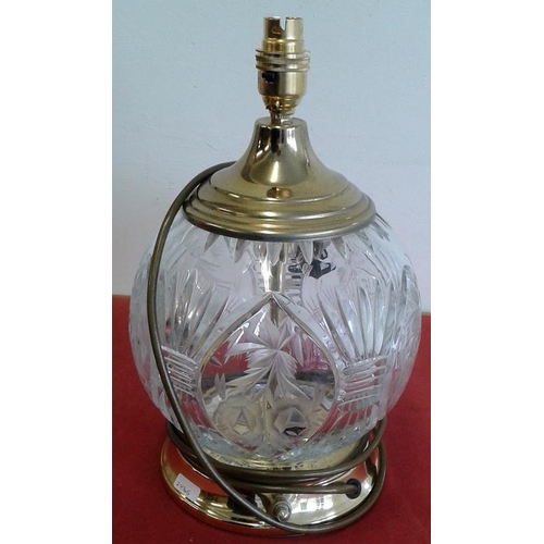 654 - Cut Glass Lamp with Brass Mounts