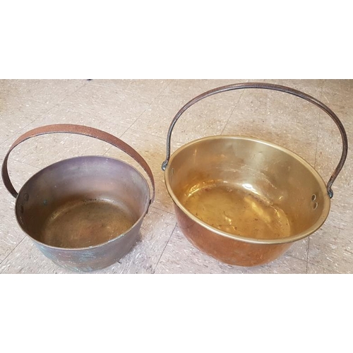 677 - Two Victorian Brass Jelly Pans