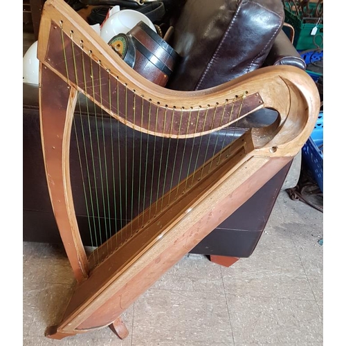 680 - Handcrafted Copper and Wood Celtic Harp - c. 19 x 32ins