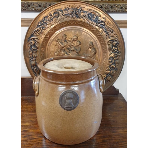 166A - Large Potato Crock and a copper wall charger