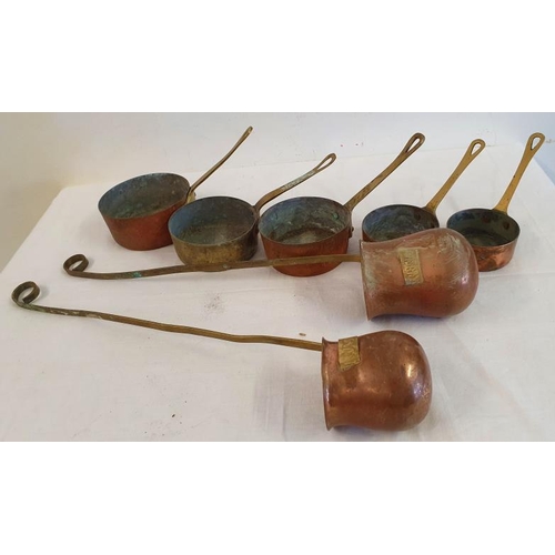 25 - Group of Small Copper Saucepans and Measures